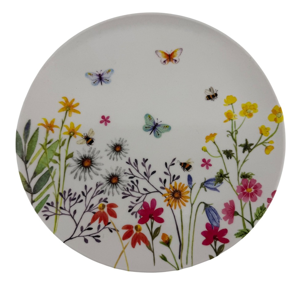 Harvest Green Studio Wildflower Bamboo Melamine Dinner Plates Set of 4 10" Bee